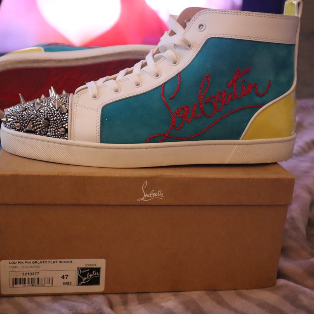Men’s size 47 Christian Louboutin Multicolor High-Top Sneakers